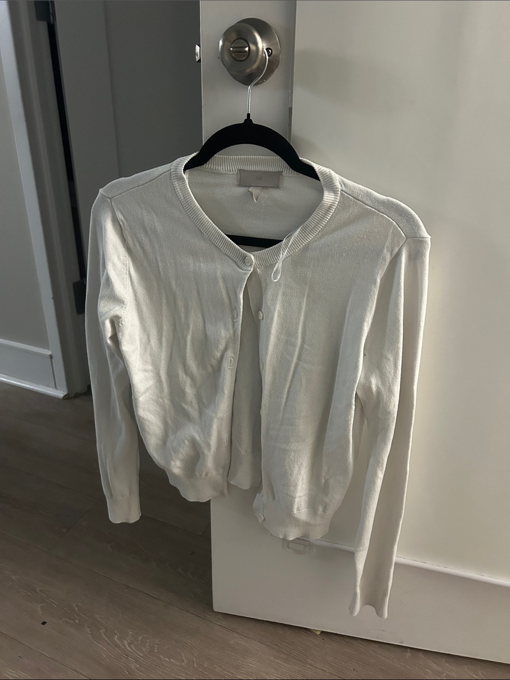 H&M White Button-Up Knit Cardigan